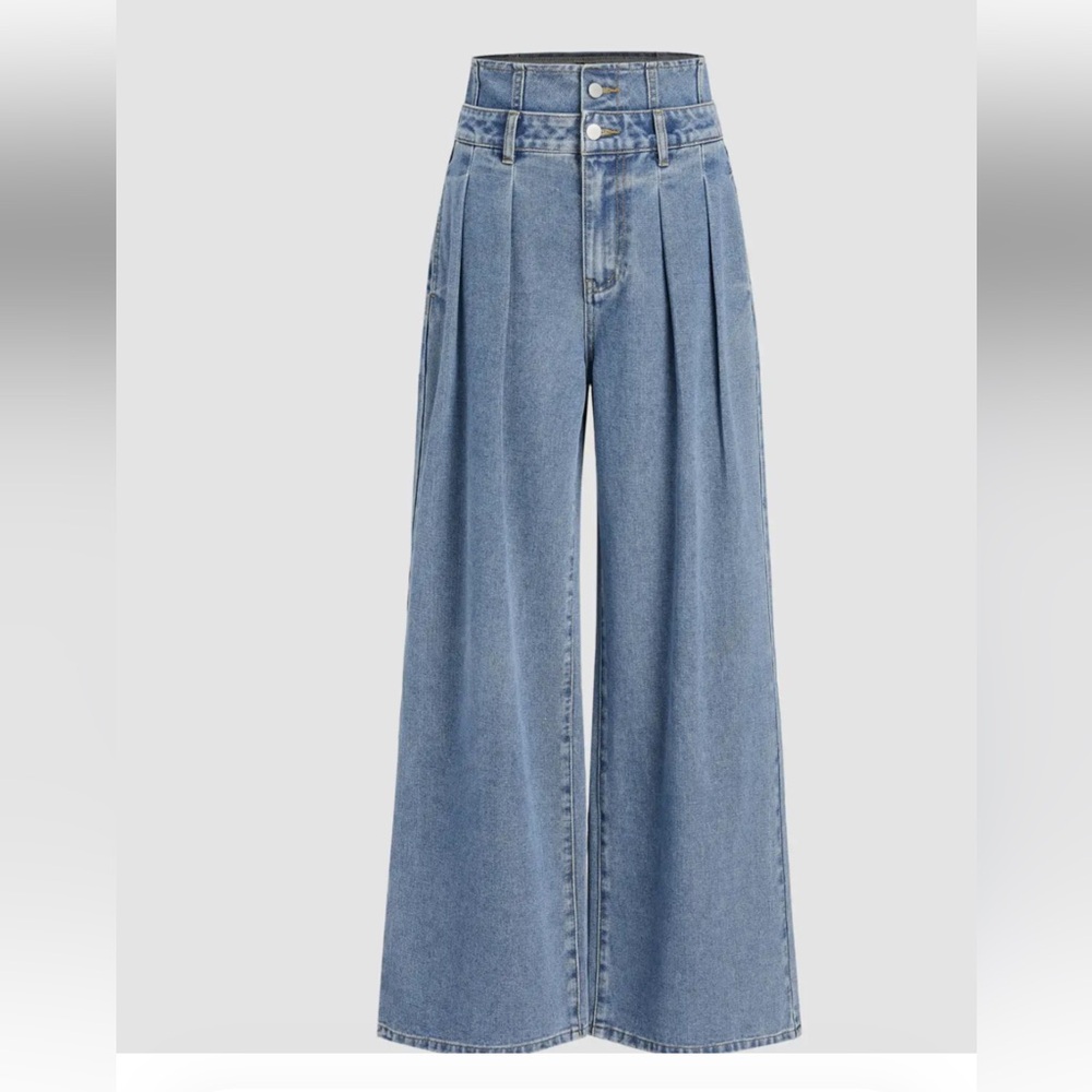 Cider DOUBLE HIGH RISE SOLID BUTTON
WIDE LEG JEAN… - image 1